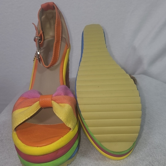 Womens Rainbow Wedge Platform Sandals By Ruilian Sz 39(US 8.5)Festival Whimsical - Picture 8 of 11